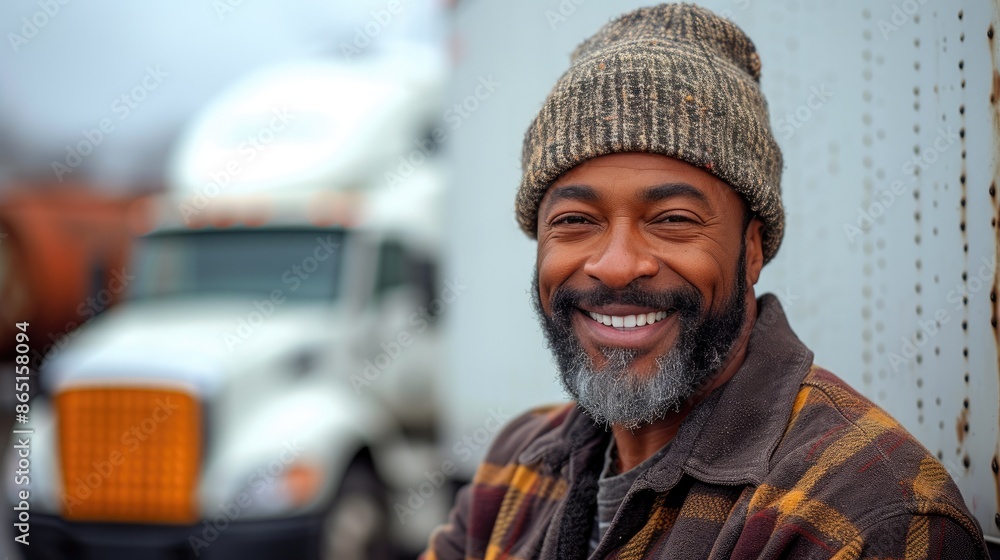 Truck Driver Relaxing After Long Haul Delivery Truck Driver Relaxing After Long Haul Delivery