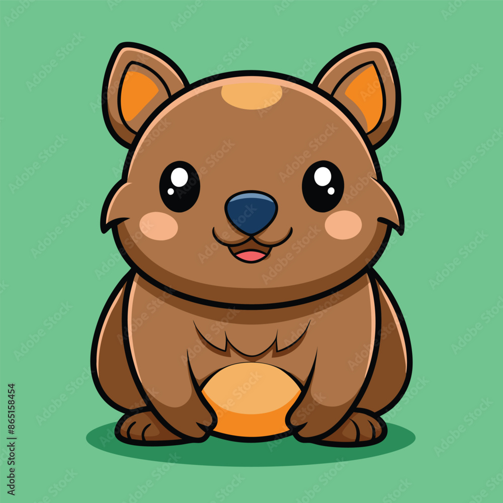 Fototapeta premium Cute Wombat Cartoon Vector Icon Illustration.