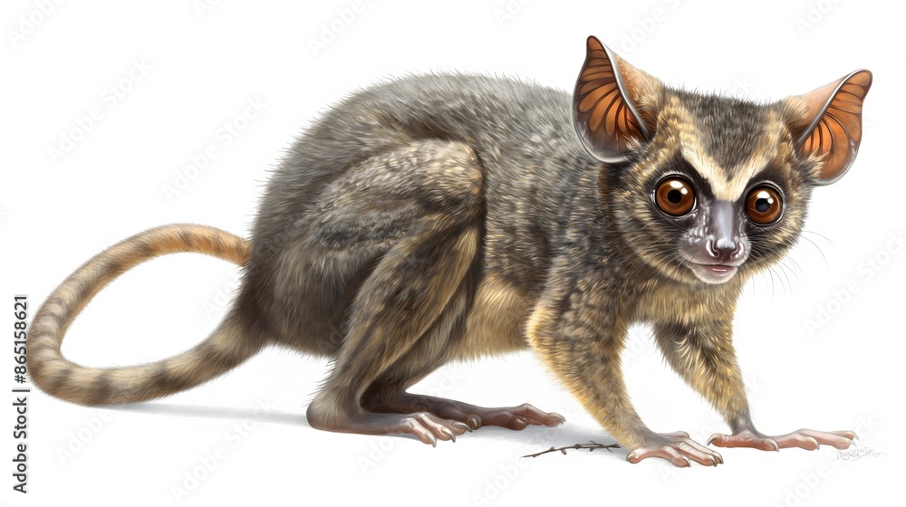 1. Produce a detailed digital illustration of a Bushbaby in full-body ...