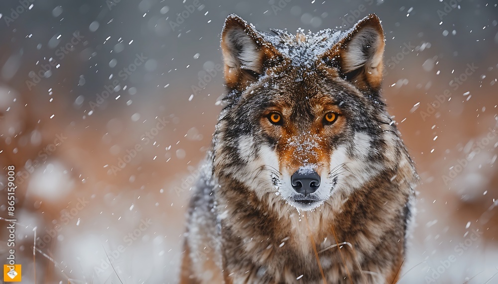 Portrait of a wolf in a snowy forest. Wildlife scene from nature. Portrait of a wolf in a snowy forest. Wildlife scene from nature.