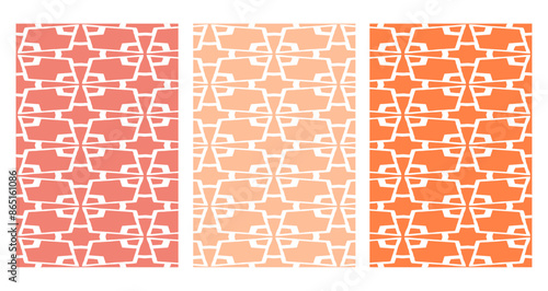 Set of 3 Oriental  pattern for fabric, wallpaper, flyer, business card. For use in graphics.