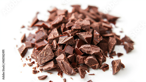 Chocolate chips on a white background © Nebuto
