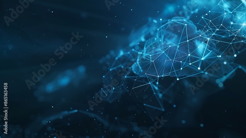 cloud and edge computing technology Secure database storage is protected from unauthorized access and cyber threats Polygons and interconnected global cloud network on dark blue backgr : Generative AI