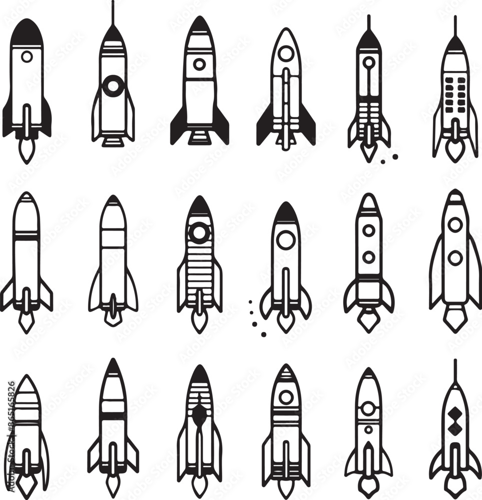 rocket in space Silhouette Vector rocket in space Silhouette Vector
