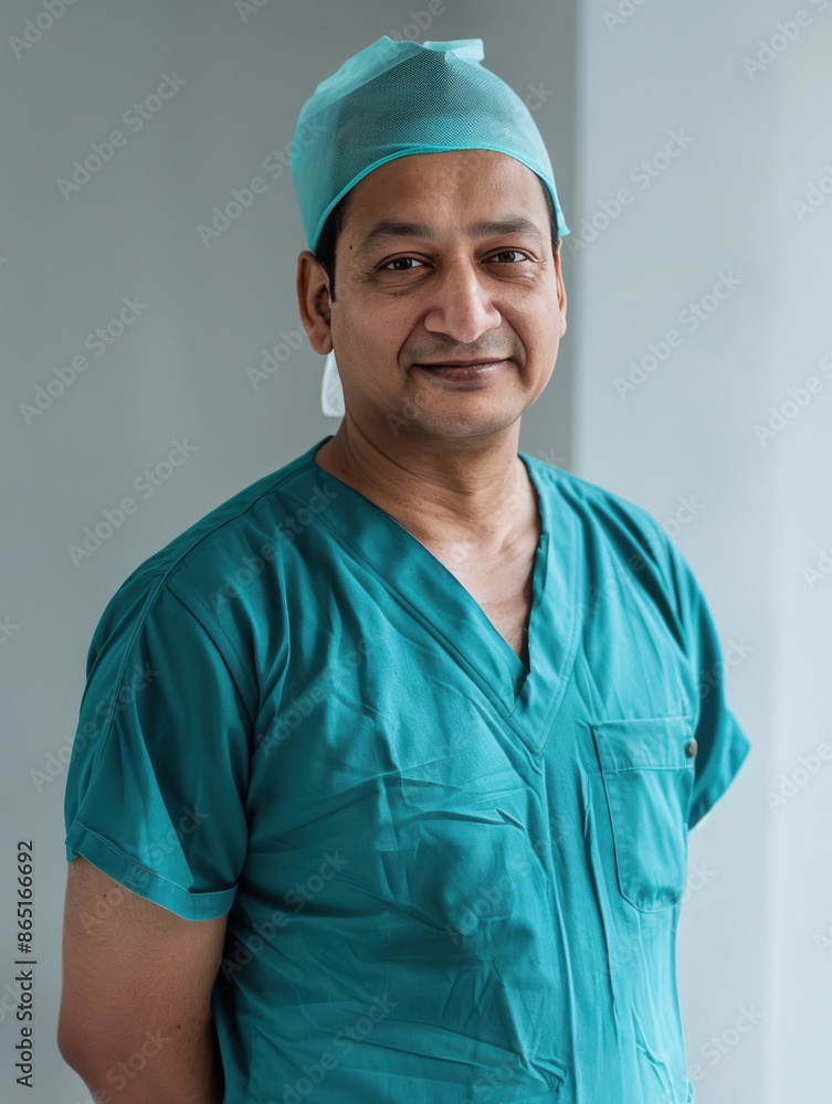 indian male general surgeon wearing scrubs indian male general surgeon wearing scrubs