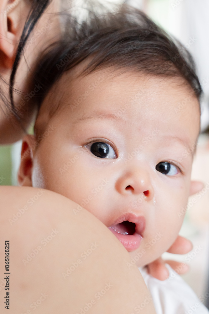 Baby looks surprised after crying Baby looks surprised after crying