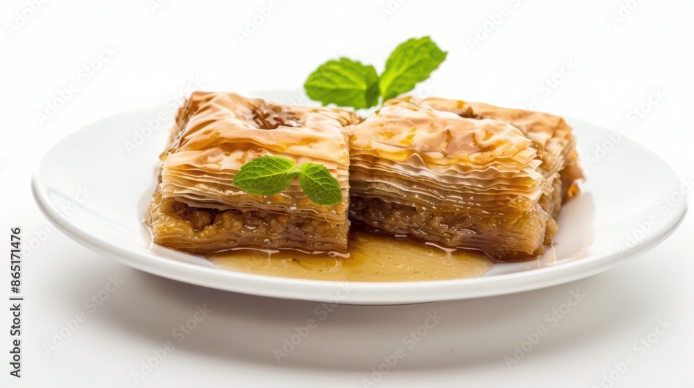 Delicious Plate of Classic Baklava with Honey Delicious Plate of Classic Baklava with Honey