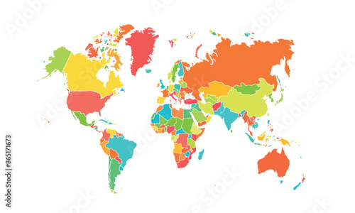 World map isolated modern colorful style. for website layouts, background, education, precise, customizable, Travel worldwide, map silhouette backdrop, earth geography, political, reports. 