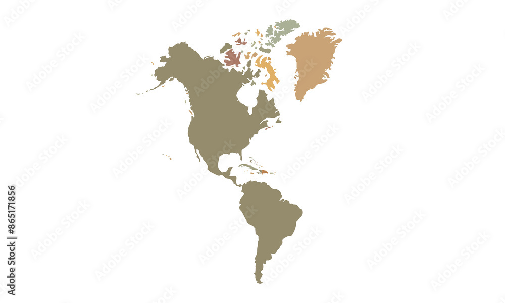 Obraz premium Map of north and south America isolated modern colorful style. for website layouts, background, education, precise, customizable, Travel worldwide, map silhouette backdrop, earth geography, political.