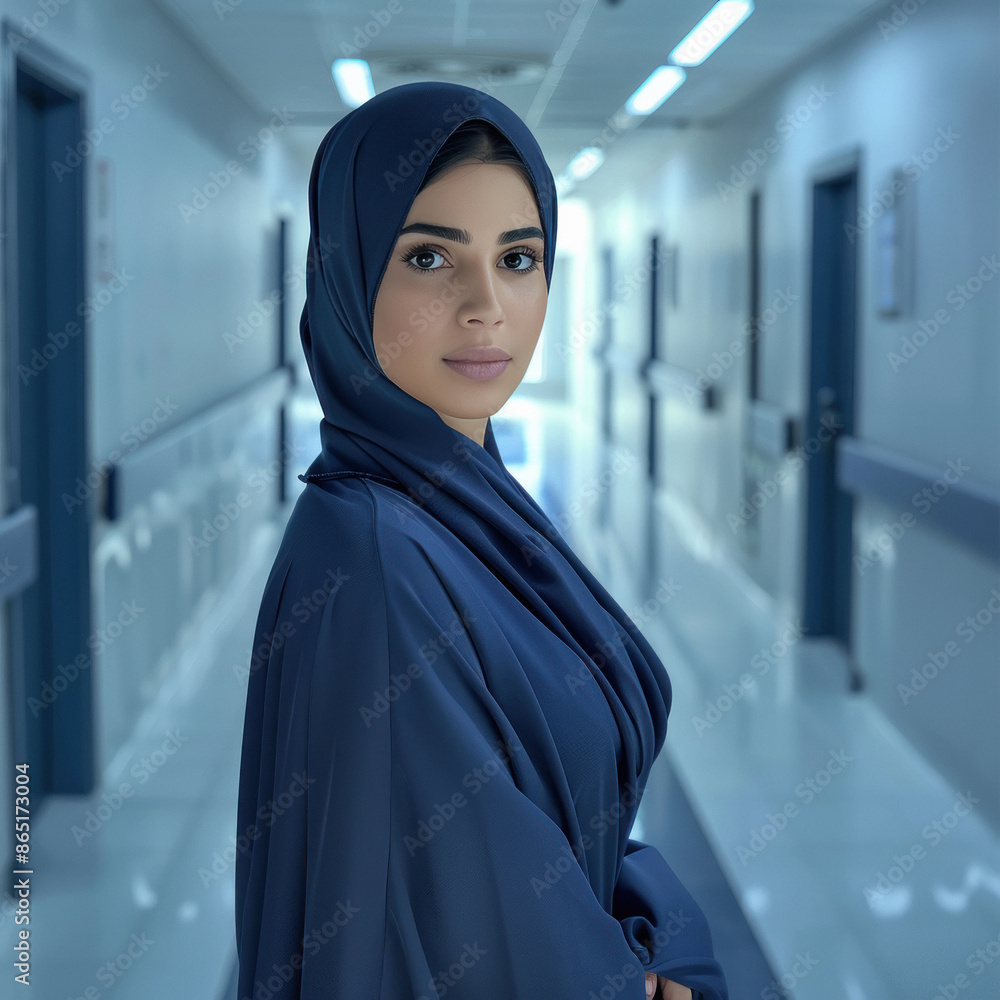 Saudi Arabian woman standing at hospital Saudi Arabian woman standing at hospital