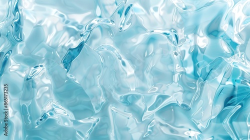Futuristic 3D Render: Close-Up of Flowing Liquid Shapes in Light Blue and Purple Colors