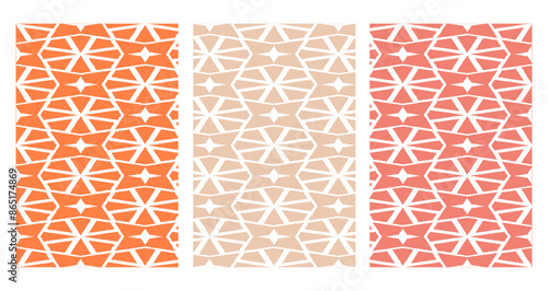 Set of 3 Oriental  pattern for fabric, wallpaper, flyer, business card. For use in graphics.