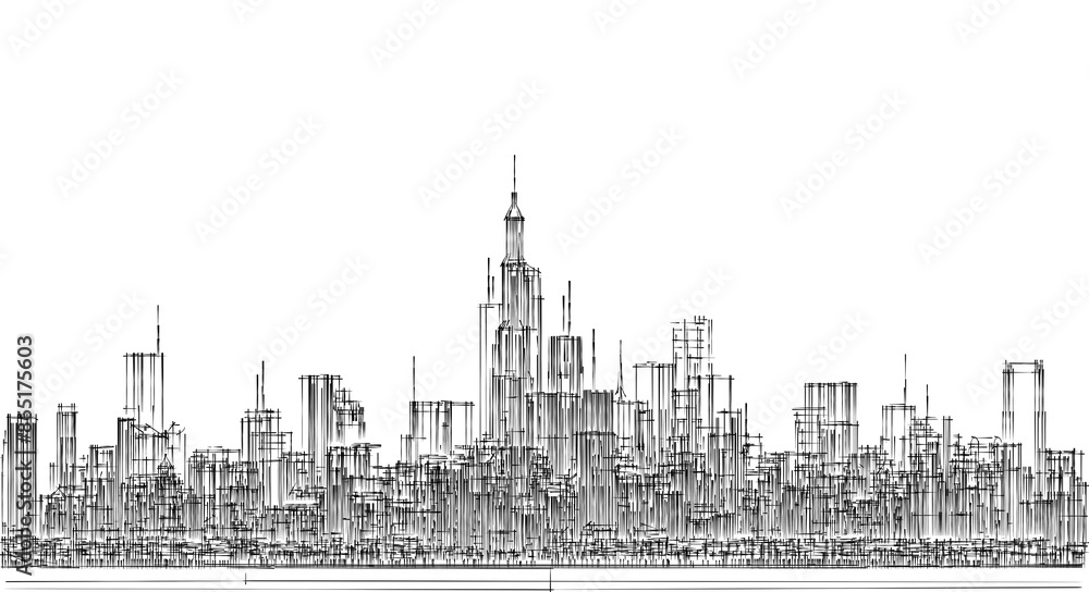 Obraz premium big modern city 3d illustration