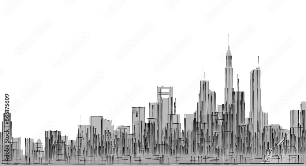 Naklejka premium big modern city 3d illustration