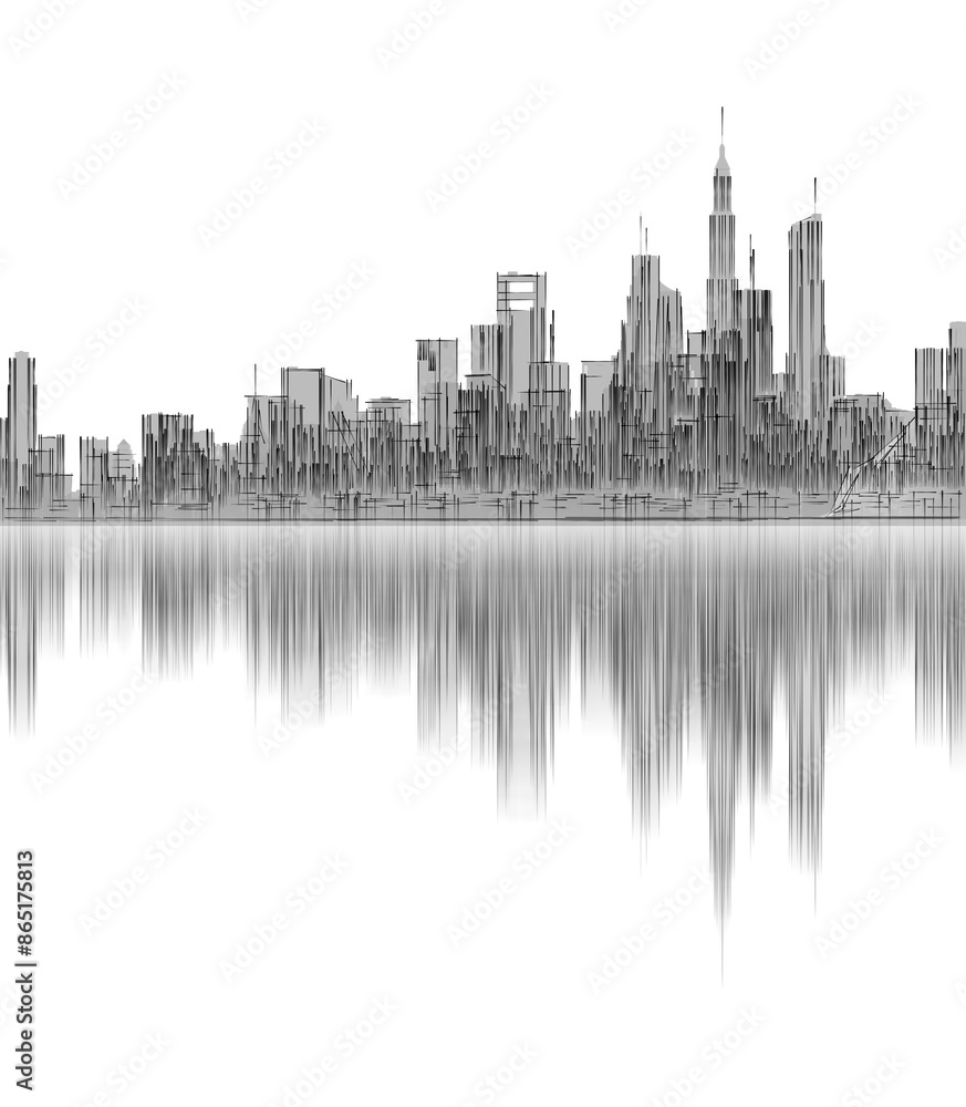 Fototapeta premium big modern city 3d illustration