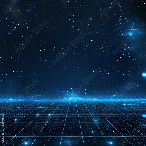 background with blue stars and blue space 3d © Farid