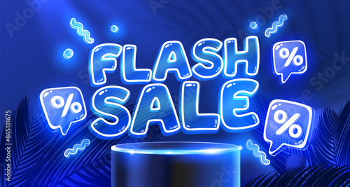 Flash sale event, big sale offer, poster label. Vector illustration