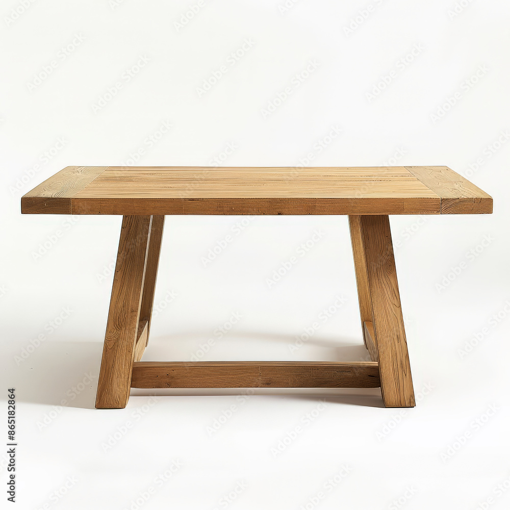A contemporary dining table made of solid oak with a smooth finish, isolated on white background. A contemporary dining table made of solid oak with a smooth finish, isolated on white background.