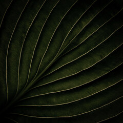 Closeup of tropical jungle leaf with vein texture, dark moody green, chic stylish creative artistic nature botanical background photography, full frame shot, exotic fashion or blog banner