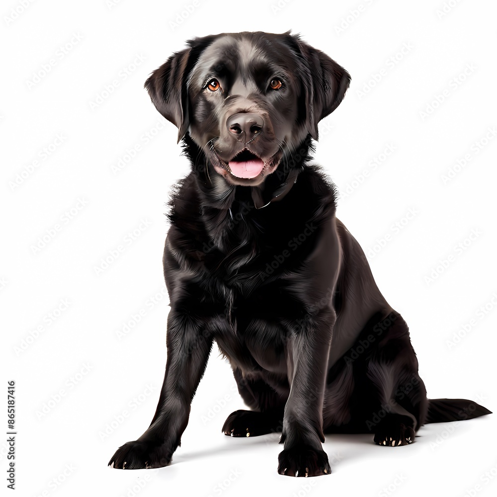 Labrador retriever dog breed standing against white background, AI Generated Labrador retriever dog breed standing against white background, AI Generated