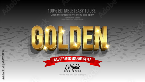 Golden text effect, editable text effect template