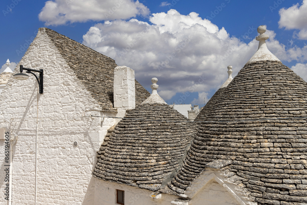 Trulli houses, traditional, unique Apulian dry stone hut with a conical roof, Alberobello, Italy