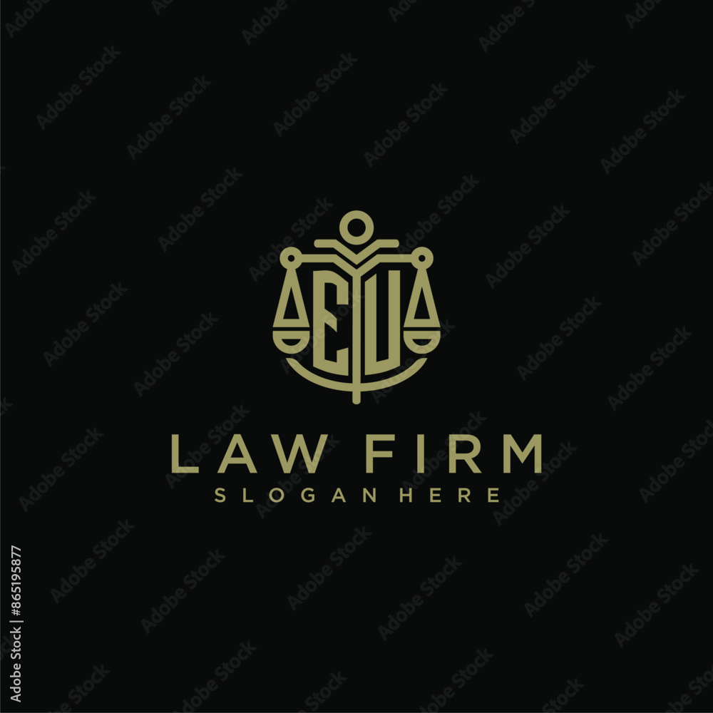 EU initial monogram logo for lawfirm with scale vector design EU initial monogram logo for lawfirm with scale vector design