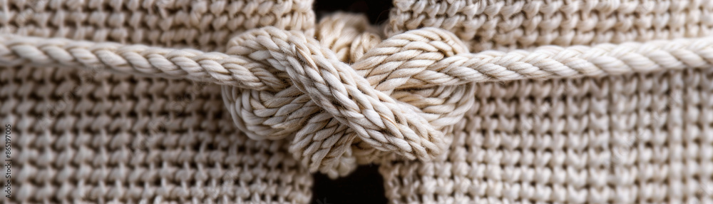 A knotted rope is tied to a white sweater A knotted rope is tied to a white sweater