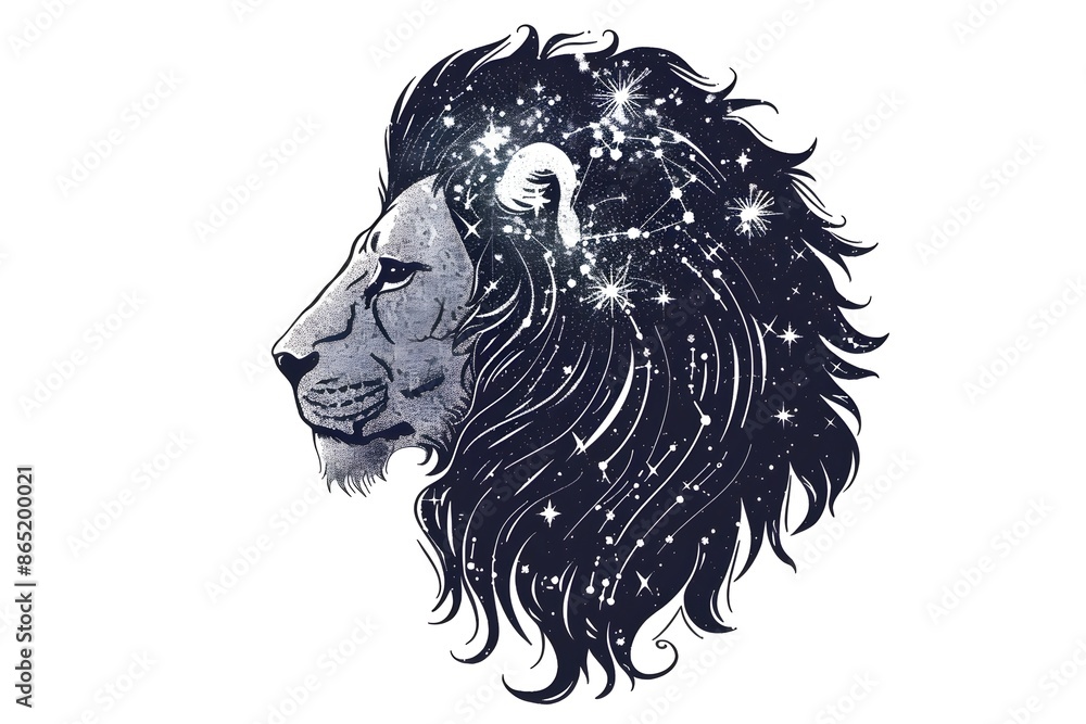 Constellation Maned Lion Sticker Design for Shirt or Logo Constellation Maned Lion Sticker Design for Shirt or Logo