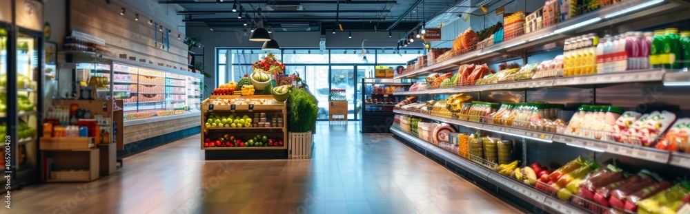 Modern Grocery Store with fresh, produce and Products Modern Grocery Store with fresh, produce and Products