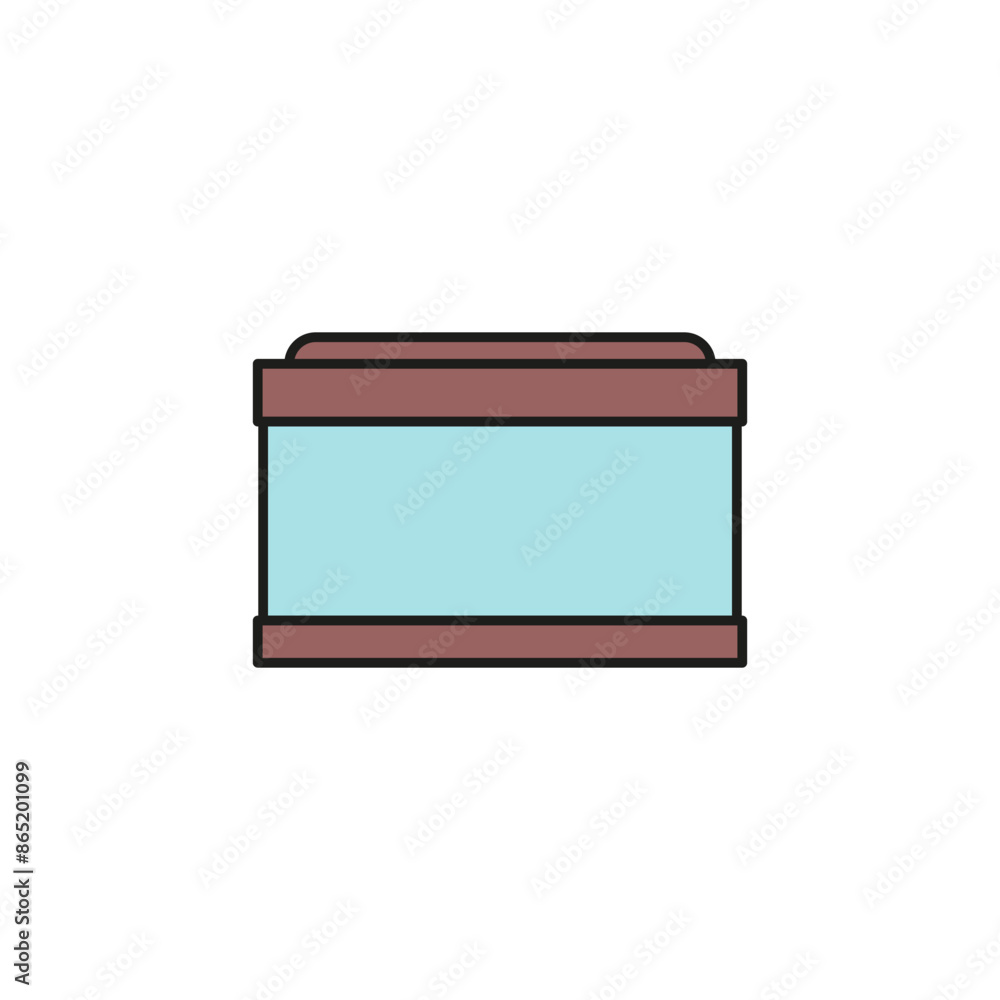 Aquarium icon. Empty glass aquarium of a rectangular shape. Colored vector simple outline icon on blank white background. Aquarium icon. Empty glass aquarium of a rectangular shape. Colored vector simple outline icon on blank white background.