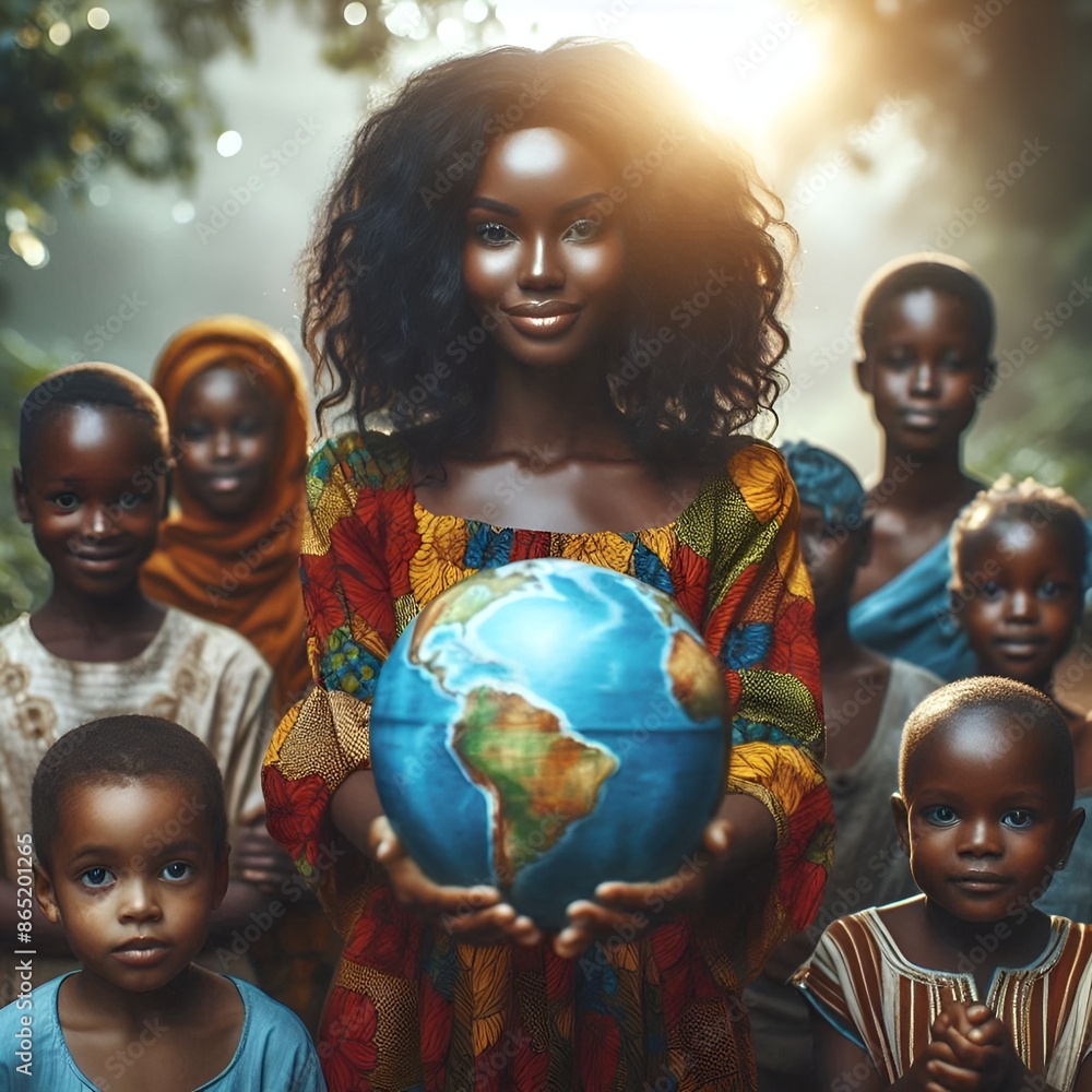 Naklejka premium Embracing our world with care and unity, we stand together as custodians of the future, nurturing every corner of our precious Earth