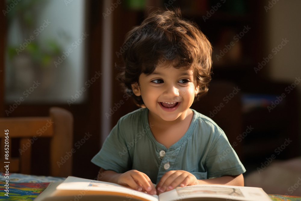 Indian child learning English,at home ,studying English books Indian child learning English,at home ,studying English books