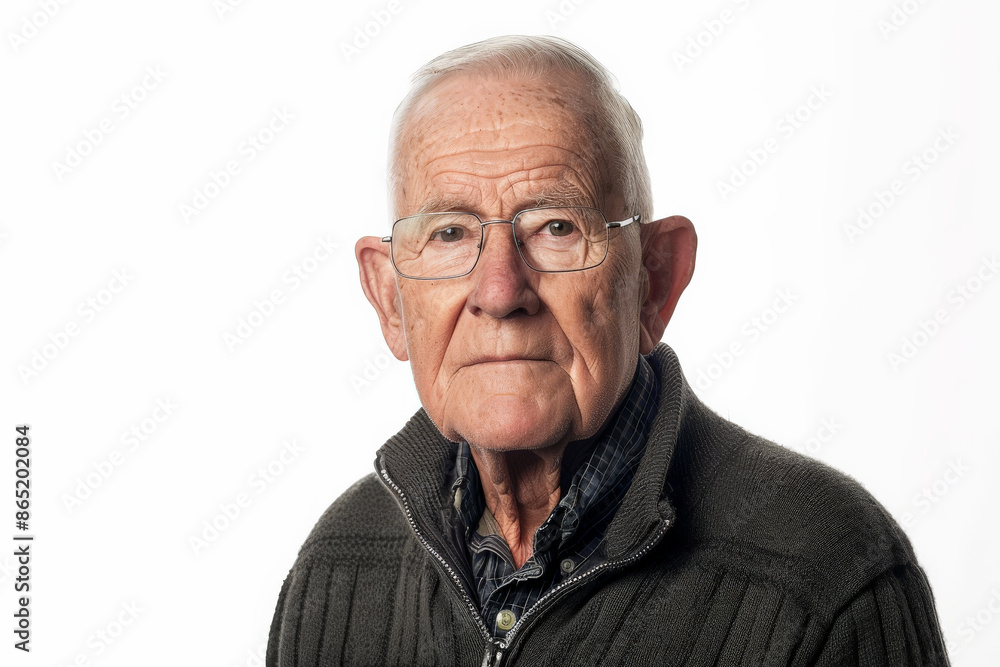 Distinguished elderly Caucasian man with a gentle look, facing the camera, isolated on white background. Distinguished elderly Caucasian man with a gentle look, facing the camera, isolated on white background.
