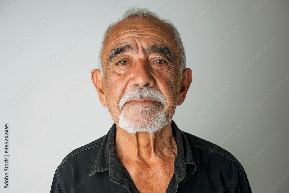 Gorgeous elderly Hispanic man with a confident expression, facing the camera, isolated on white background. Gorgeous elderly Hispanic man with a confident expression, facing the camera, isolated on white background.