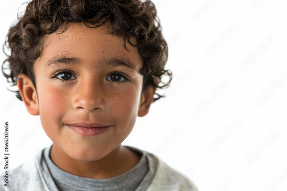 Handsome Hispanic school-aged boy with bright eyes, facing the camera, isolated on white background. Handsome Hispanic school-aged boy with bright eyes, facing the camera, isolated on white background.