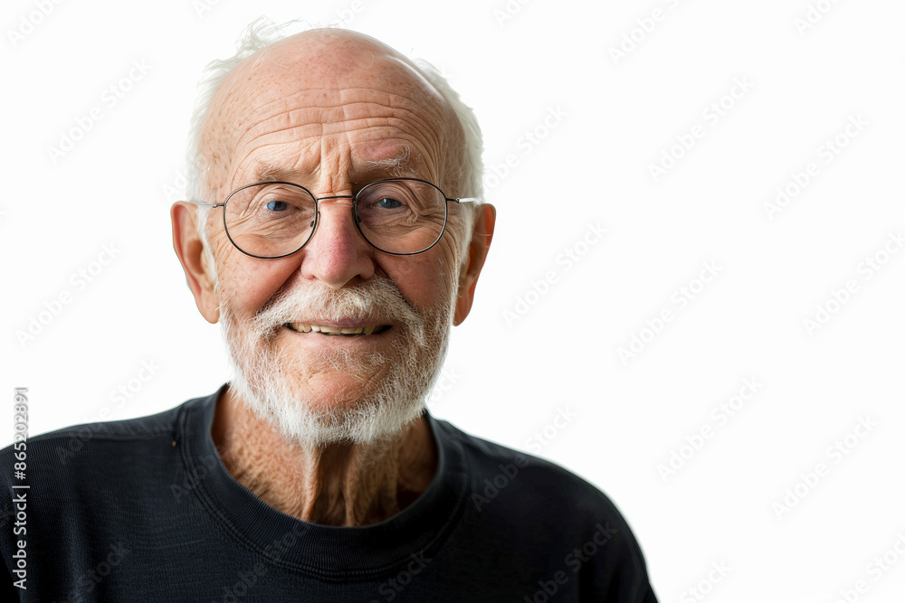 Mature elderly Caucasian man with a kind smile, gazing into the camera, isolated on white background. Mature elderly Caucasian man with a kind smile, gazing into the camera, isolated on white background.