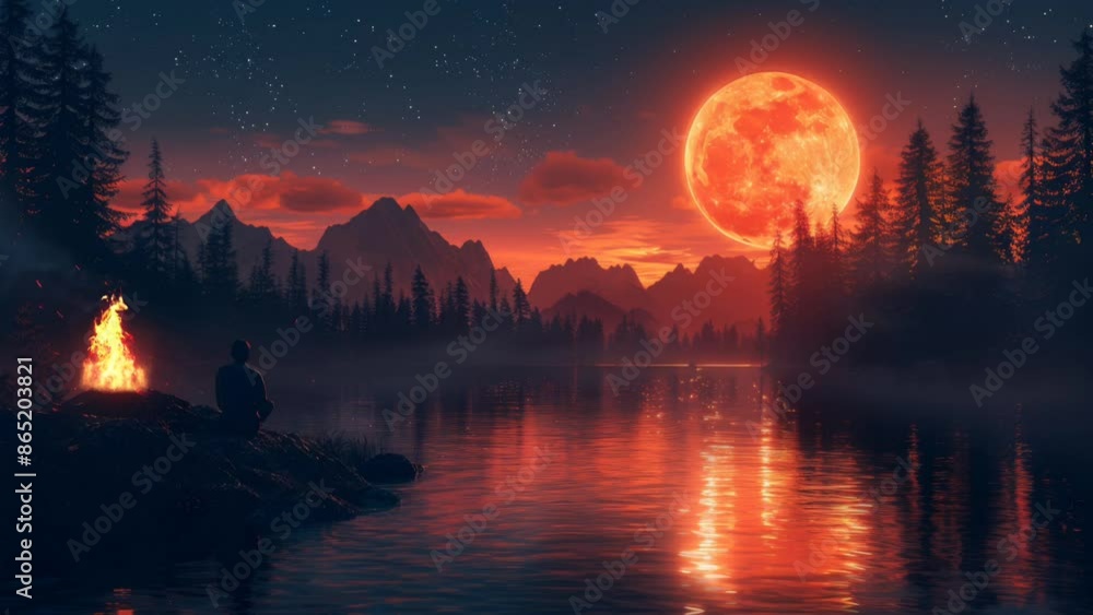 fullmoon over lake fullmoon over lake