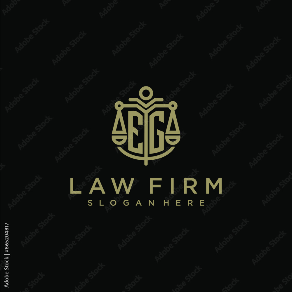 EG initial monogram logo for lawfirm with scale vector design EG initial monogram logo for lawfirm with scale vector design