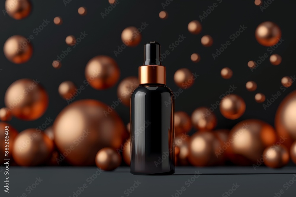 3D render of cosmetic bottle mockup in minimalistic style, beige, brown color palette, geometric shapes 3D render of cosmetic bottle mockup in minimalistic style, beige, brown color palette, geometric shapes