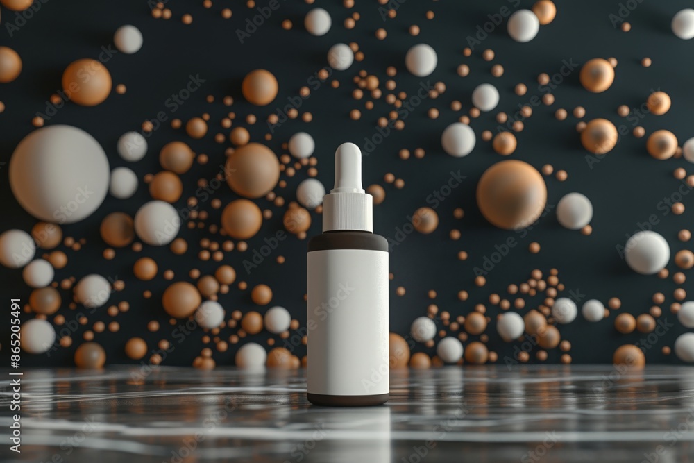 3D render of cosmetic bottle mockup in minimalistic style, beige, brown color palette, geometric shapes 3D render of cosmetic bottle mockup in minimalistic style, beige, brown color palette, geometric shapes