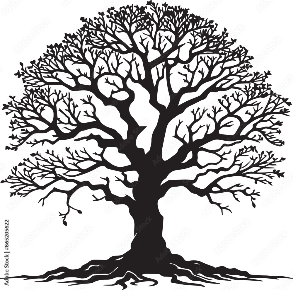 Obraz premium tree without leaf black and white silhouettes vector illustration