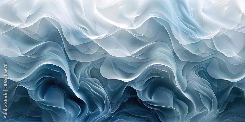 Delicate, wispy layers of blue and white fabric undulate gracefully, evoking a sense of calm and tranquility. Delicate, wispy layers of blue and white fabric undulate gracefully, evoking a sense of calm and tranquility.