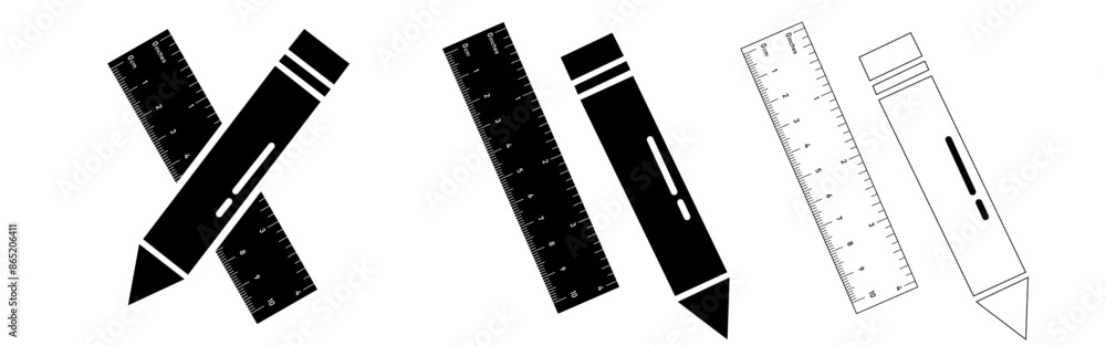 Fototapeta premium Measuring tool editable stroke and solid web icon set. Vector illustration
