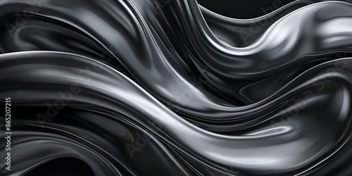 Silver Undulating Waves On Abstract 3d Rendered Metallic Grey Background