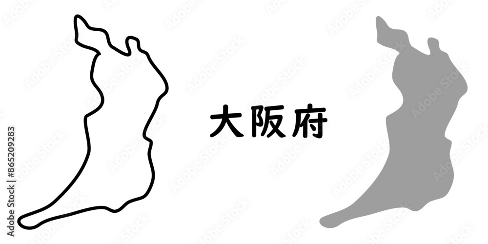 Obraz premium シンプルな日本の大阪府の地図のイラスト