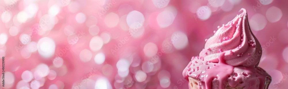 custom made wallpaper toronto digitalPink Cupcake with Sprinkles and Bokeh Background
