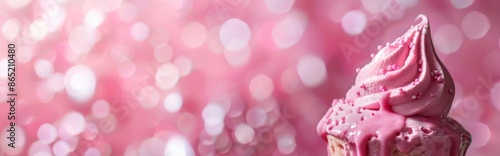 Wallpaper Mural Pink Cupcake with Sprinkles and Bokeh Background Torontodigital.ca