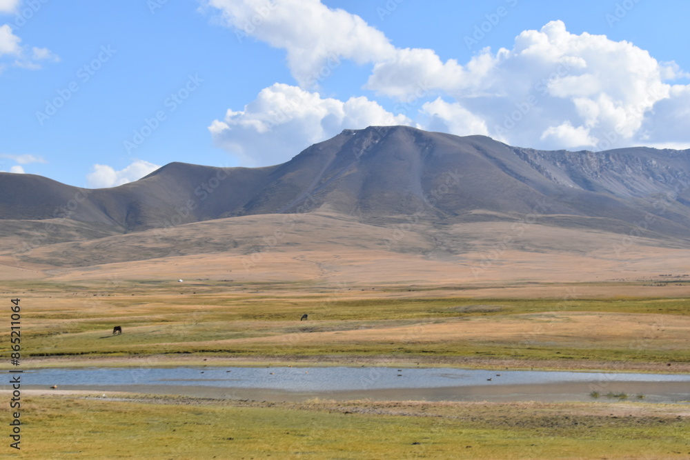 Stunning natural landscapes of the mountains and steppe in Kyrgyzstan, Central Asia Stunning natural landscapes of the mountains and steppe in Kyrgyzstan, Central Asia