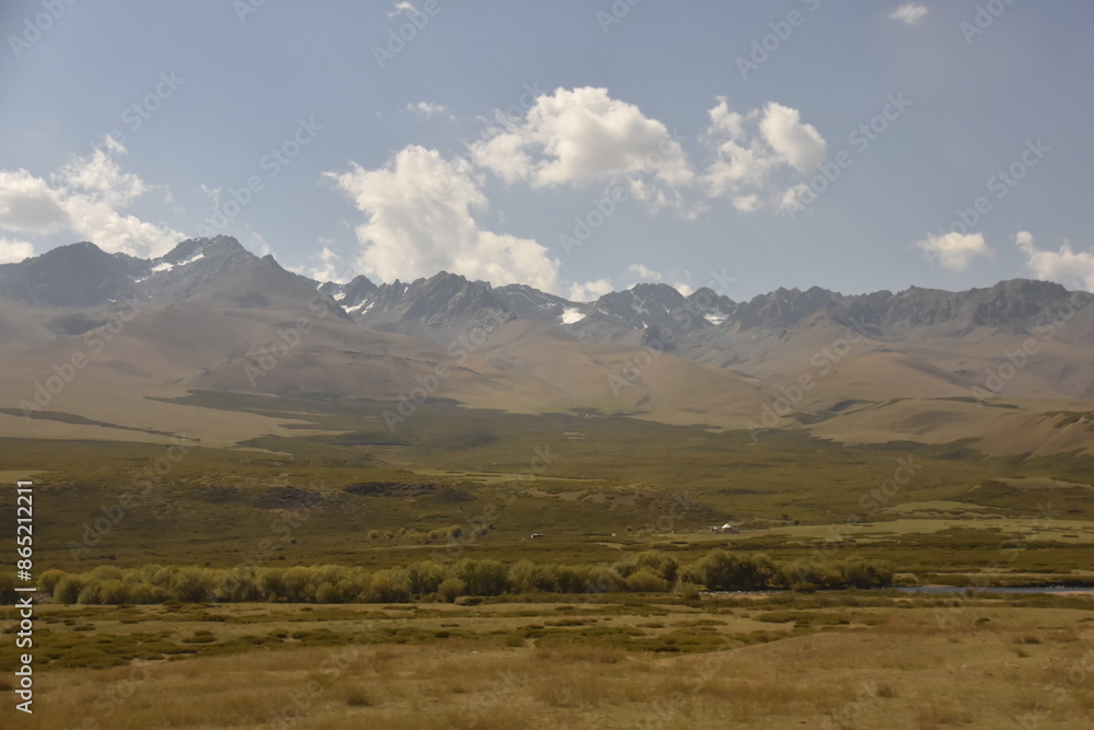 Stunning natural landscapes of the mountains and steppe in Kyrgyzstan, Central Asia Stunning natural landscapes of the mountains and steppe in Kyrgyzstan, Central Asia